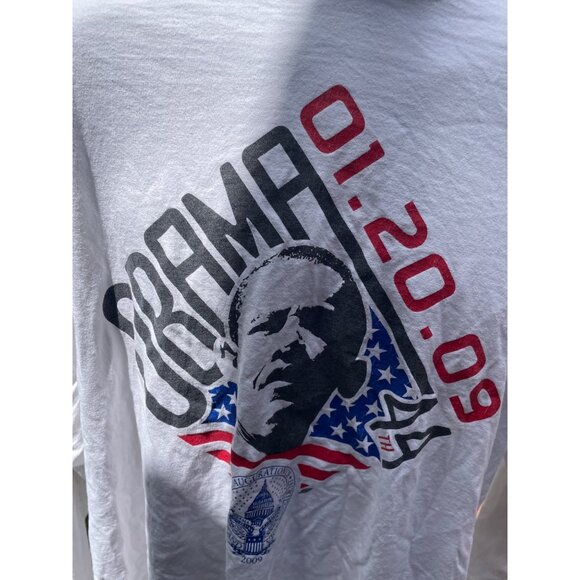Obama 01.20.09 Inauguration Long Sleeve T-Shirt Bayside Heavyweight USA XL White - Picture 2 of 8